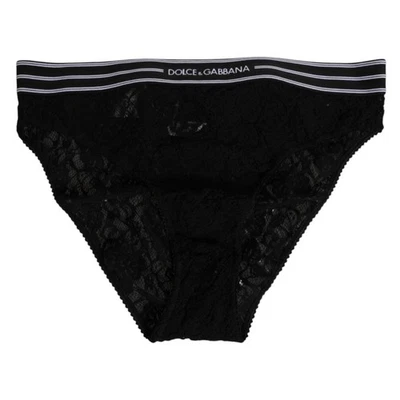 DOLCE & GABBANA Ropa Interior Negro Encaje Slip Brief Logo Cintura IT4 / L 160usd Foto 1 de 4