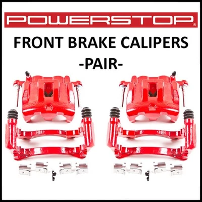 Pinzas de freno delanteras PowerStop rojas con soportes para Jeep Grand Cherokee 1999-2004 Foto 1 de 2