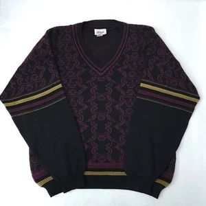 Vintage PELO Sweater Mens 52 Chunky Knit Cosby Grandpa 90s New Wool Blend V-Neck - Picture 1 of 11