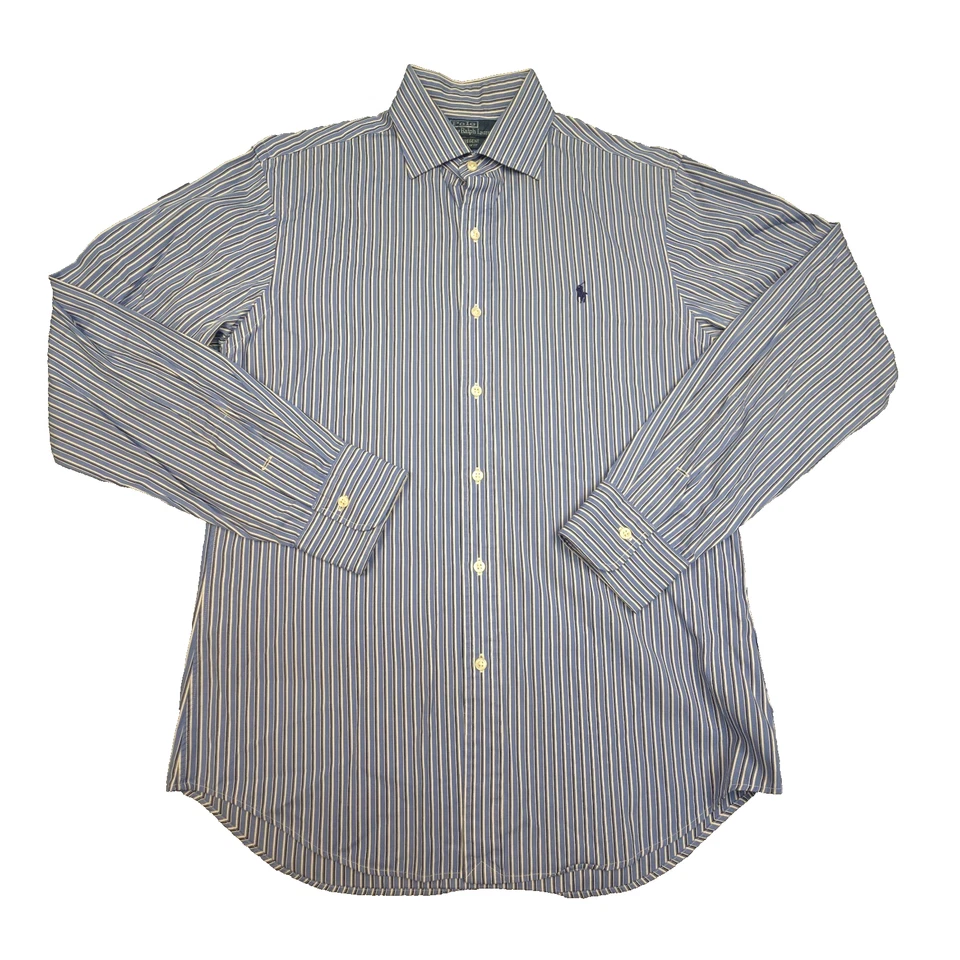 Ralph Lauren Shirt Mens LARGE blue Button Up regent slim shadow stripes Size L - Image 1 of 4