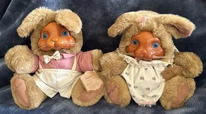 De colección 1988 Robert Raikes Bunny Rabbits felpa madera 20401 Brett 20400 Ashley  - Imagen 1 de 18