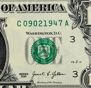 September 2nd, 1947 Birthday Anniversary Fancy Serial Number Uncirculated Dollar - Picture 1 of 3
