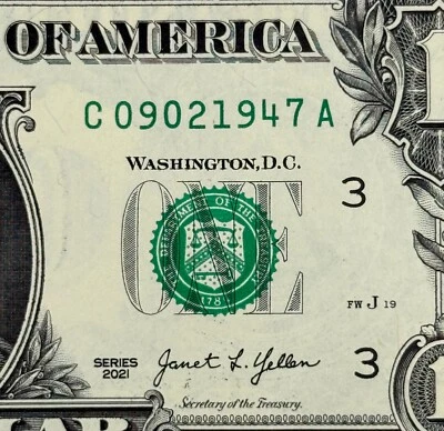 September 2nd 1947 or 9th February Uncirculated Birthday Dollar Fancy Serial - Image 1 of 3