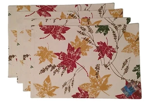 Tovagliette Autunno Autunno Foglie Off White Set di 4 Ringraziamenti - Foto 1 di 2