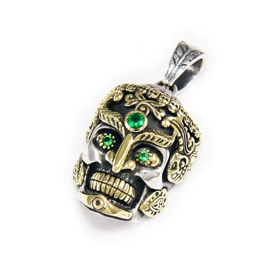 COLGANTE MAYA GÓTICO MOTERO PLATA ESTERLINA 925 VERDE ESMERALDA CIRCONITA CÚBICA jo-059g Foto 1 de 4