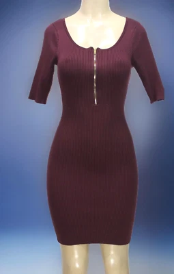 Vestido suéter acanalado Rue 21 para mujer manga corta borgoña talla M Foto 1 de 4