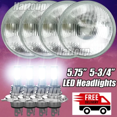 4x 5.75"-inch LED Headlights HI/LO White for Pontiac GTO Firebird 1964-1972 - Imagem 1 de 4