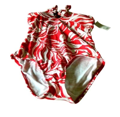 Apt. 9 Traje de baño pequeño grande de una pieza con anillo rojo sombra ojo de cerradura para mujer nuevo con etiquetas Foto 1 de 4