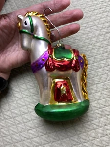 Blown Glass Christmas Tree Unicorn Ornament - Picture 1 of 7