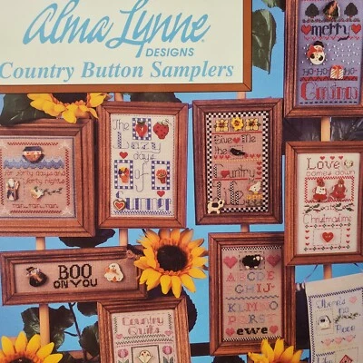Alma Lynne Country Button Samplers Seasons Holidays Signs Cross Stitch Book Vtg - Image 1 of 4