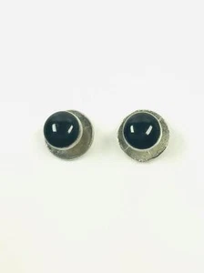 Round Cufflinks with Domed Black Gem - Bild 1 von 2