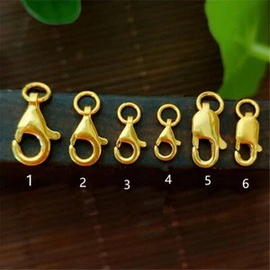 1pcs Pure 999 24K Yellow Gold Lobster Clasp Extend Connector Diy For Chain - Picture 1 of 12