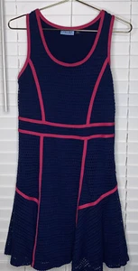 Cynthia Rowley Womens Sleeveless Round Neck Fit & Flare Dress Blue Pink Size M - Picture 1 of 7