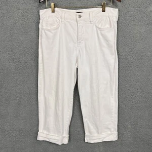NYDJ Jeans Women’s 10 White Lift Tuck Technology Cuffed Stretch Cropped Nautical - Picture 1 of 13