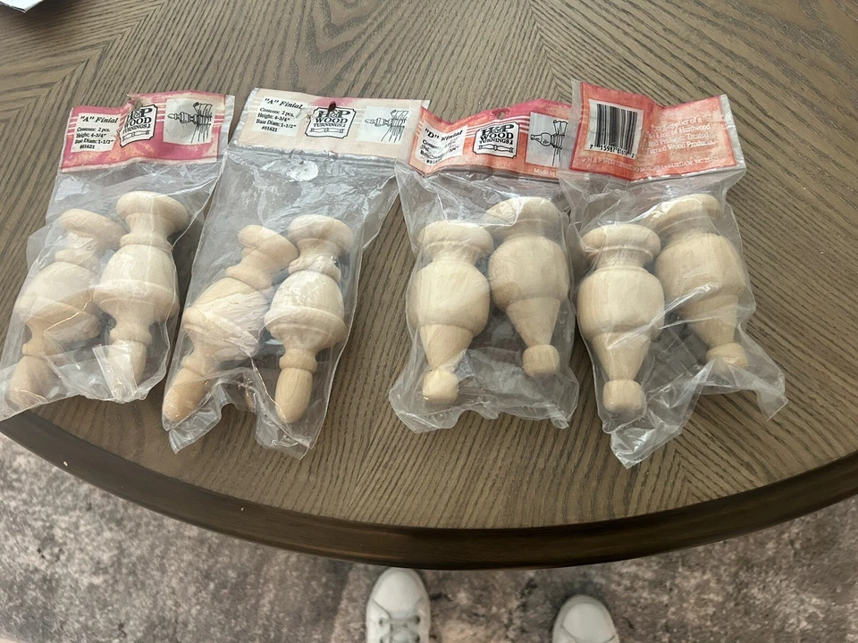 2 Wooden Curtain Rod Finial Turned Wood Unfinished Wood Large Craft Finial