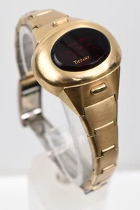 Vintage Pulsar Tiffany & Co. 14K Gold Fill Ladies Red LED Watch Sold As Found - Picture 1 of 22