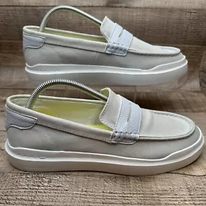 Mocassino Cole Haan Grandpro Rally Penny scarpa donna 10 B bianco grigio slip on W25369 - Foto 1 di 12