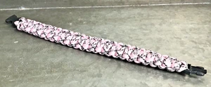 8" Pink Camouflage Survival Camo Paracord Bracelet w Buckle & Fashionable Safety - Picture 1 of 8