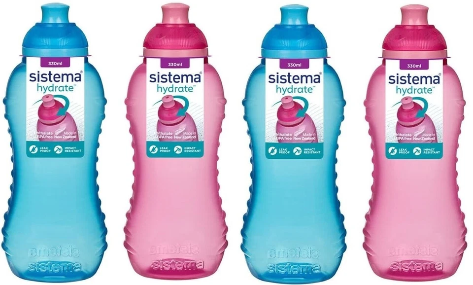 4 Sistema 330ml Twist n Sip Drink Water Bottle BPA Free For Sports Picnic School - Image 1 of 3