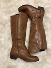 Arizona Dino Cognac Boots Brown Faux Leather Riding Tall Women's Size 7.5 Buckle