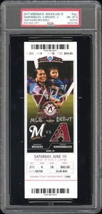 Boleto completo firmado por Josh Hader de los Cerveceros 2017 con debut en MLB Insc PSA 8 automático 8 RC - Imagen 1 de 2