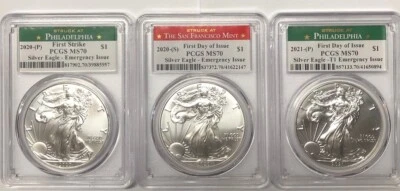 2020 &2021 EMERGENCY ISSUE SILVER EAGLE $1 PCGS MS70 FIRST DAY ISSUE💥FLAWLESS💥 - Image 1 of 4