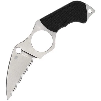 Spyderco Swick 5 Black G10 LC 200N Serrated Fixed Blade Knife w/ Sheath FB14S5 - Image 1 of 2