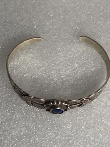 vintage native American lapis sterling silver bangle bracelet - Picture 1 of 5