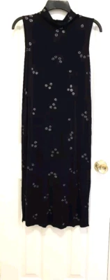 Vestido DE COLECCIÓN Y2K Kathie Lee SLINKY ELÁSTICO LARGO Sin Mangas 10 Mediano Negro Plata Foto 1 de 4