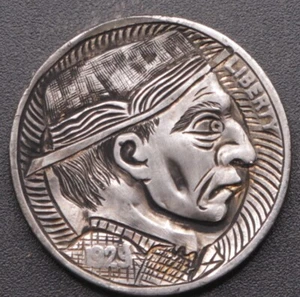 1929 - The Jittered Gent - Nervous Nickel - Hand Carved Hobo Nickel Engraving - Bild 1 von 3