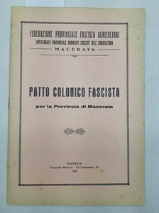 Patto colonico fascista per la provincia di Macerata agricoltori 1926 -3166 - Imagen 1 de 3