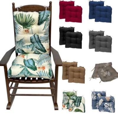 Rocking Chair Cushion Set w/Ties Outdoor Seat Chair Cushions 2Pack Chair Cushion - Image 1 of 4