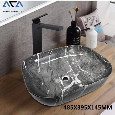 Gray Black Ceramic Art Basin Bathroom Vanity Sink Hand Wash Bowl Marble Pattern - image 1 of 4