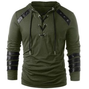 Camisa Up Vendaje Top Suéter de Tela Hombres Medieval Renacimiento Larp Disfraz Cordones - Imagen 1 de 14