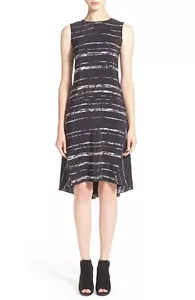 Vince Asymmetric Drop Waist Dress Size 8 Black 398 New - Picture 1 of 3
