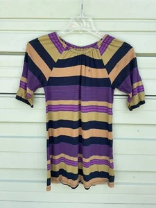 Pink Chicken Girls Multicolor Striped Dress Short Sleeve Size 10 Y 6171A - Picture 1 of 8
