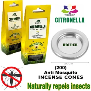 Citronella Incense Cones Home Garden Mosquito Fly Insect Repeller & Free Holder - Picture 1 of 1