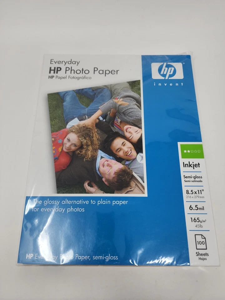 HP EVERYDAY  semi-gloss photo paper For ANY INKJET PRINTER 100 sheets 8.5" x 11" - Image 1 of 1
