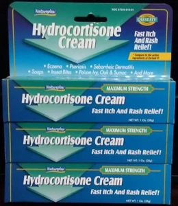 3 x HYDROCORTISONE CREAM Max. Strength 1%, Fast Itch/Rash Relief Natureplex 1oz - Picture 1 of 2