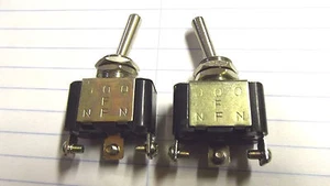 2 LIGHT DUTY,AMP UNKNOWN,SHORT ARM ON-OFF-ON TOGGLE SWITCH,7/16" HOLE,STUD SIZE. - Picture 1 of 3