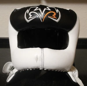 Rival Boxing Headgear White Black Padded Protection - Picture 1 of 5