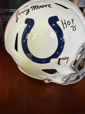 Casco de representante de tamaño completo firmado por Lenny Moore (certificado de autenticidad Schwartz) Foto 1 de 3