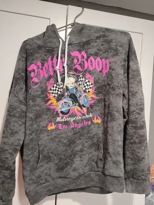 Betty Boop Hoodie Womens Medium Born to Ride Motorcycle Club Los Angeles Double Foto 1 de 4