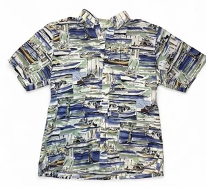 Vintage 80s Hawaiian Men’s L Circa Compilation Art 1900s - 1990s Sailboat Ocean - Picture 1 of 8