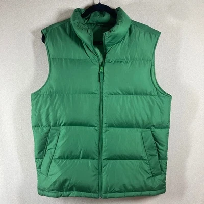 Lands End Down Puffer Vest Men Med Green Preppy Gorpcore Outdoor Hike Camp Walk - Image 1 of 4