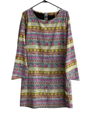 Vestido para mujer Wrangler talla mediana estampado geométrico occidental suroeste a rayas Foto 1 de 4
