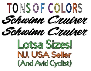 TWO Schwinn Cruiser Die Cut Vinyl Decals - Many Colors Sizes Chicago Style Bike - Picture 1 of 65