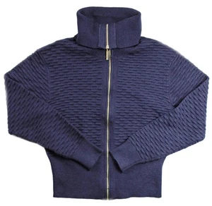 Marc NY Womens Turtleneck Sweater Top M Long Sleeve Full Zip Top Blue $79 NEW - Picture 1 of 9