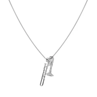 Collar de instrumento musical trombón de cristal perfecto (plata) Foto 1 de 4