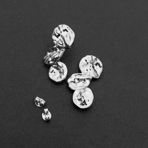 Orecchini pendenti in acciaio inox effetto martellato orecchini colore argento donna orecchini - Foto 1 di 3